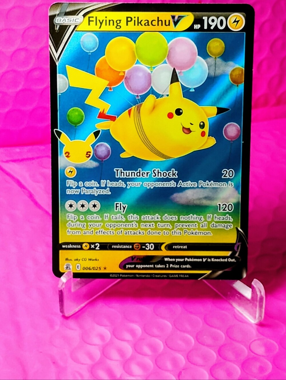2021 Pokemon #006/025 Mint Condition Flying Pikachu V Collectible Card - Yellow